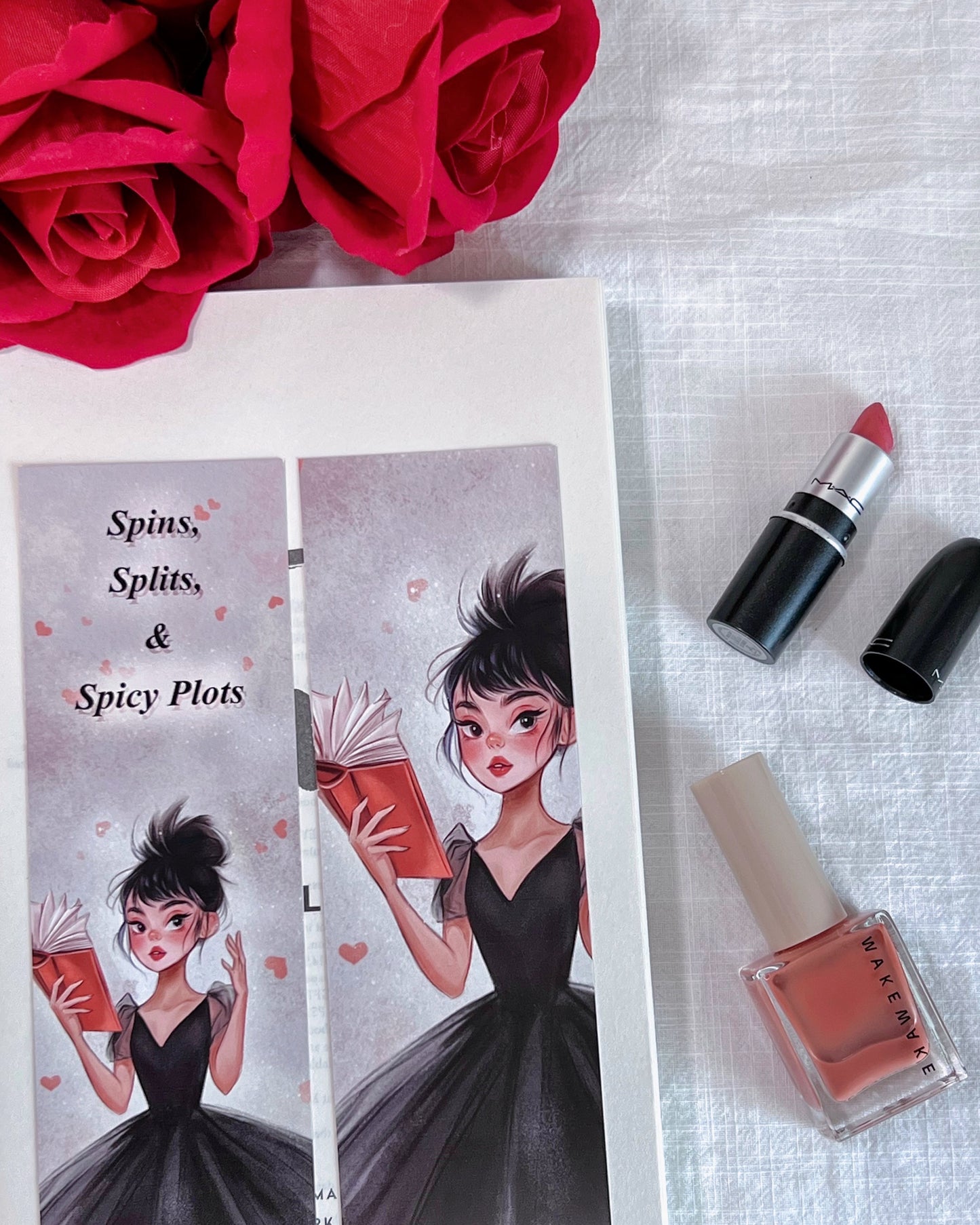 👯♀️"Spins, Splits, & Spicy Plots" Ballerina Book Girl Double-Sided Bookmark📙