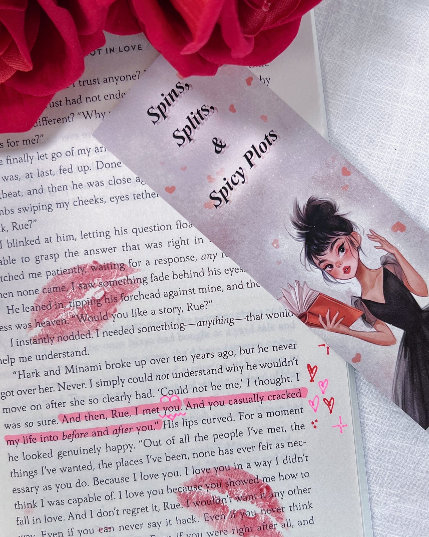 👯♀️"Spins, Splits, & Spicy Plots" Ballerina Book Girl Double-Sided Bookmark📙