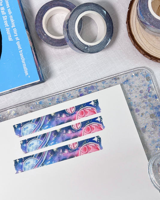 ✨Wonder Sparkly Washi Tape | 12mm Celestial Galaxy Design🚀