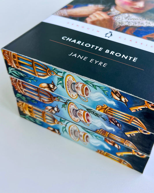 📖Hand-Painted Edges 'Jane Eyre' by Charlotte Brontë - Thornfield Window Edition🕯️🌼