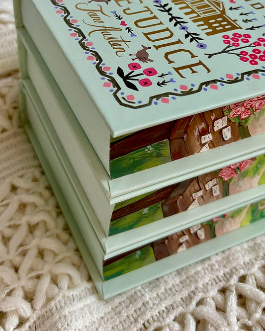 📖 Hand-Painted Edges 'Pride and Prejudice' by Jane Austen – Cottagecore Edition with Love Letters & Roses 🌹✨