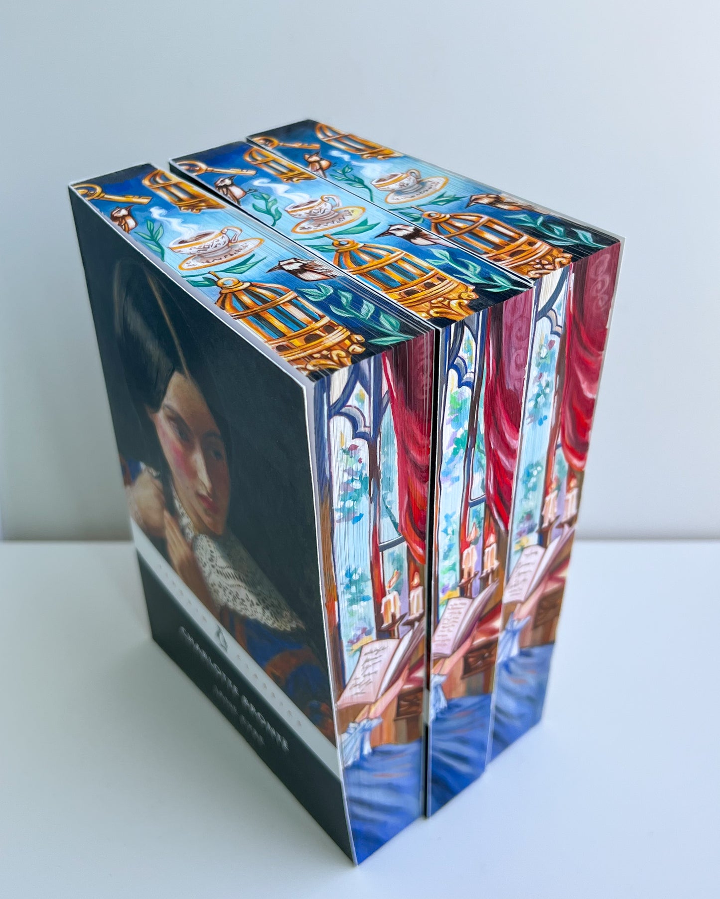 📖Hand-Painted Edges 'Jane Eyre' by Charlotte Brontë - Thornfield Window Edition🕯️🌼