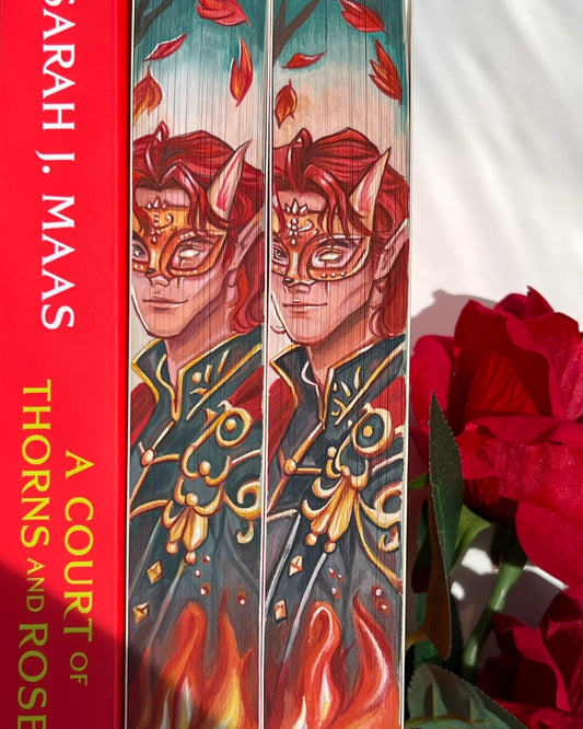 🥀Hand-Painted Edges 'A Court of Thorns and Roses' by Sarah J. Maas - Masked Warrior Edition🦊✨