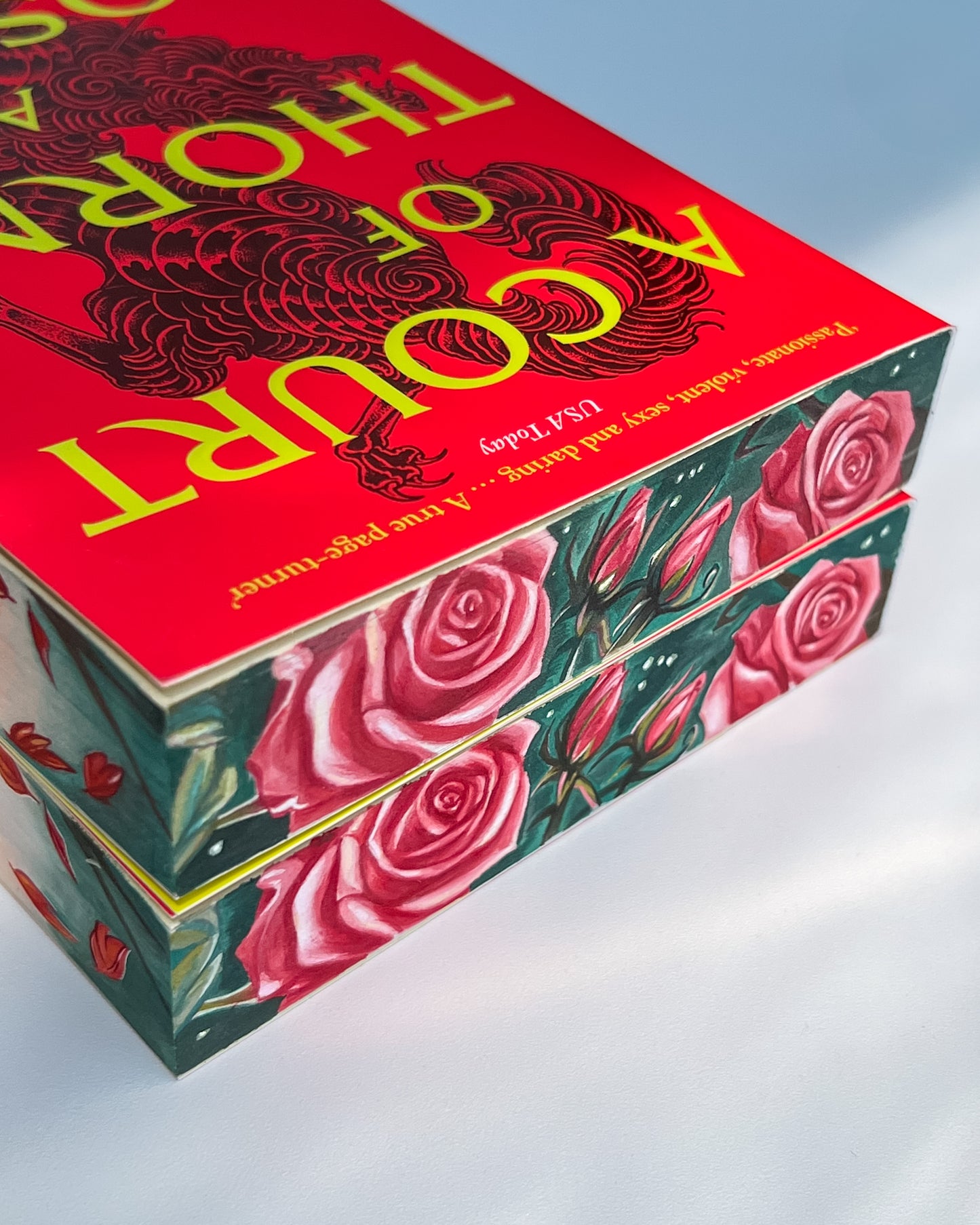 🥀Hand-Painted Edges 'A Court of Thorns and Roses' by Sarah J. Maas - Masked Warrior Edition🦊✨