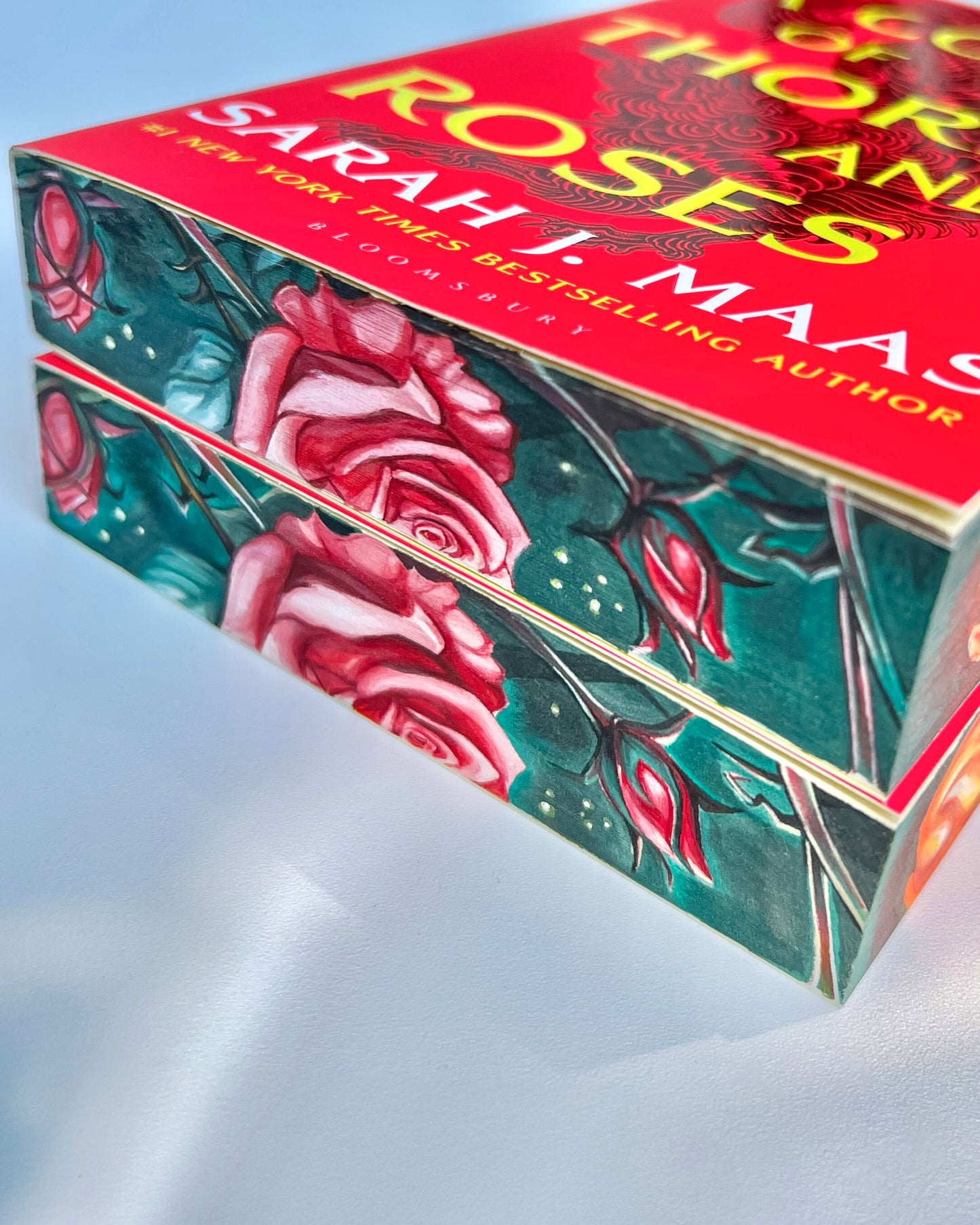 🥀Hand-Painted Edges 'A Court of Thorns and Roses' by Sarah J. Maas - Masked Warrior Edition🦊✨
