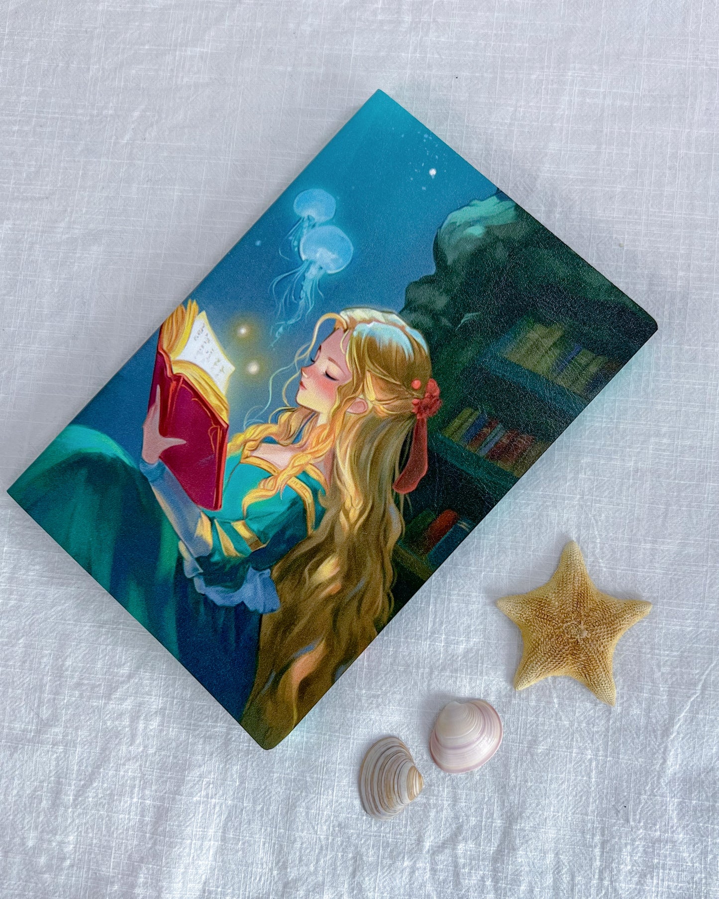 🧜‍♀️Tales Beneath the Tides – Bookmark & Sprayed-Edges Notebook Set🐚
