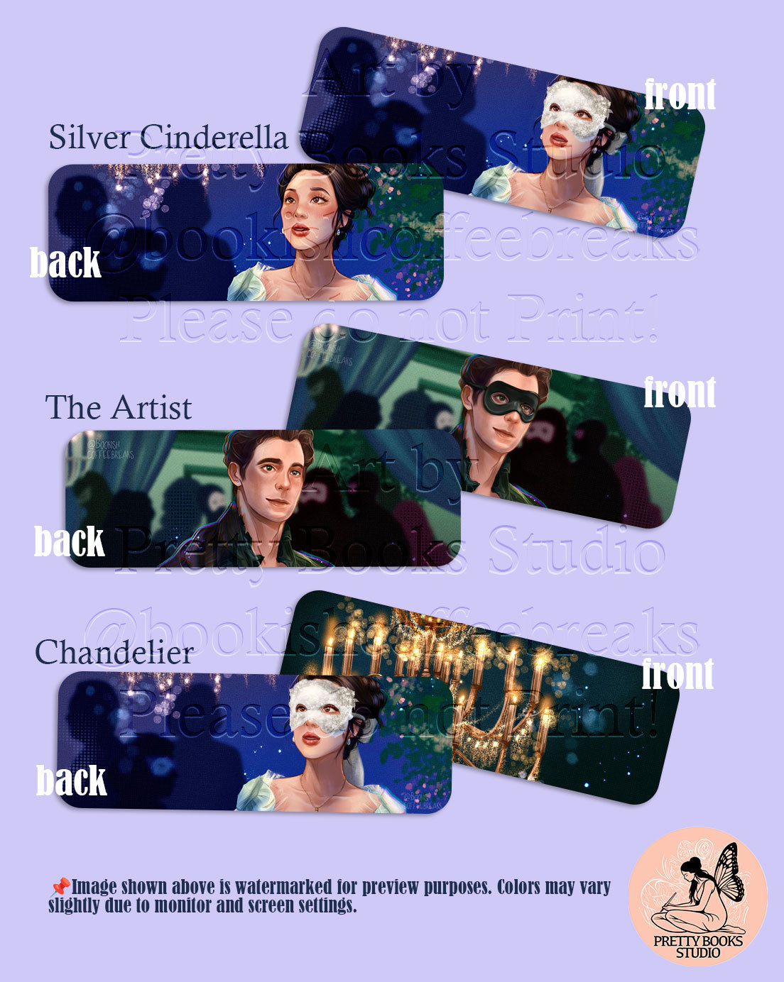 🎭At the Masquerade - Set of 3 Double-Sided Bookmarks